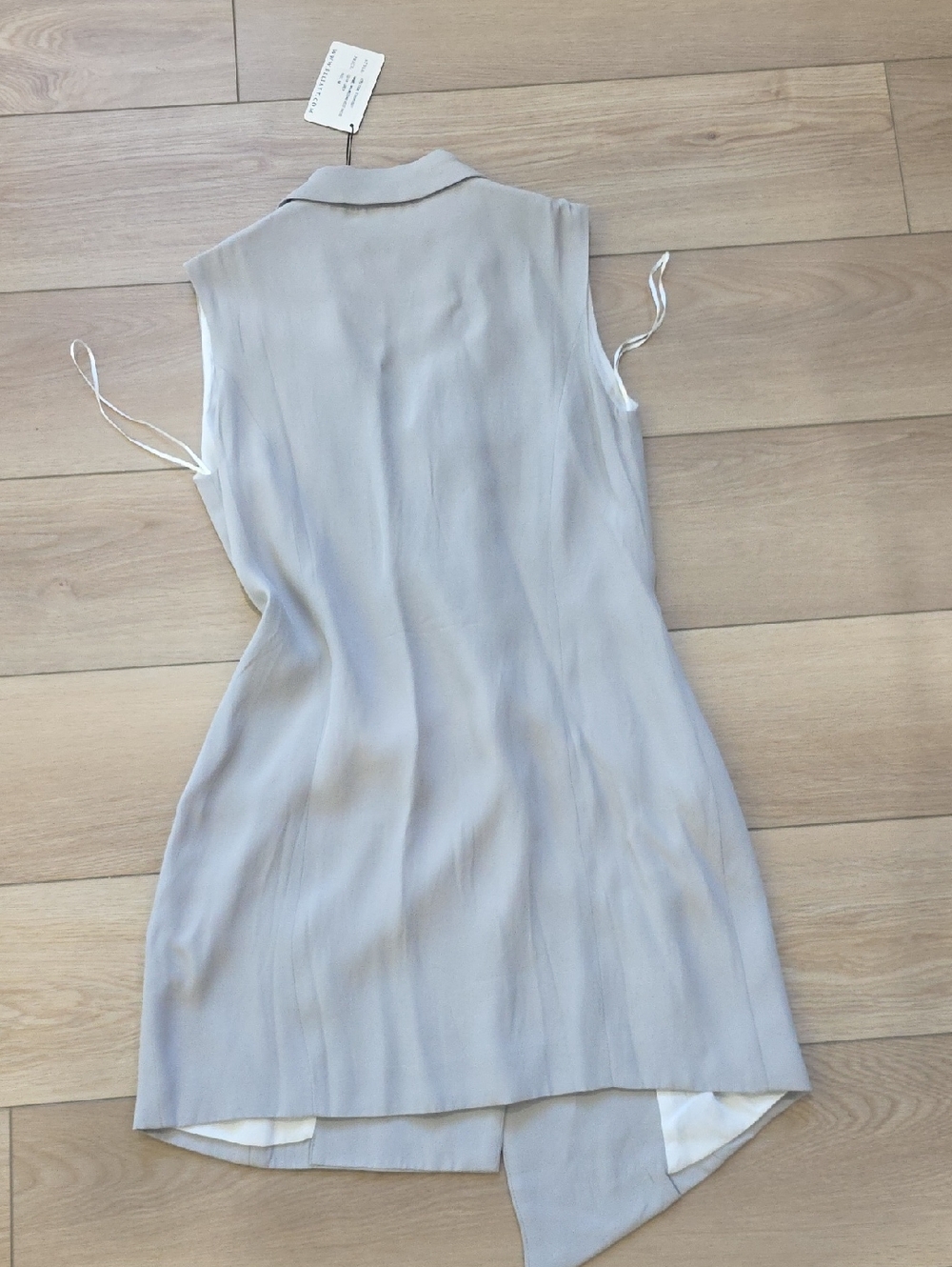 Revolve Wrap Fitted Tuxedo Mini Vest Dress - Modern V-Neck Assymetrical Hem - Picture 11 of 15